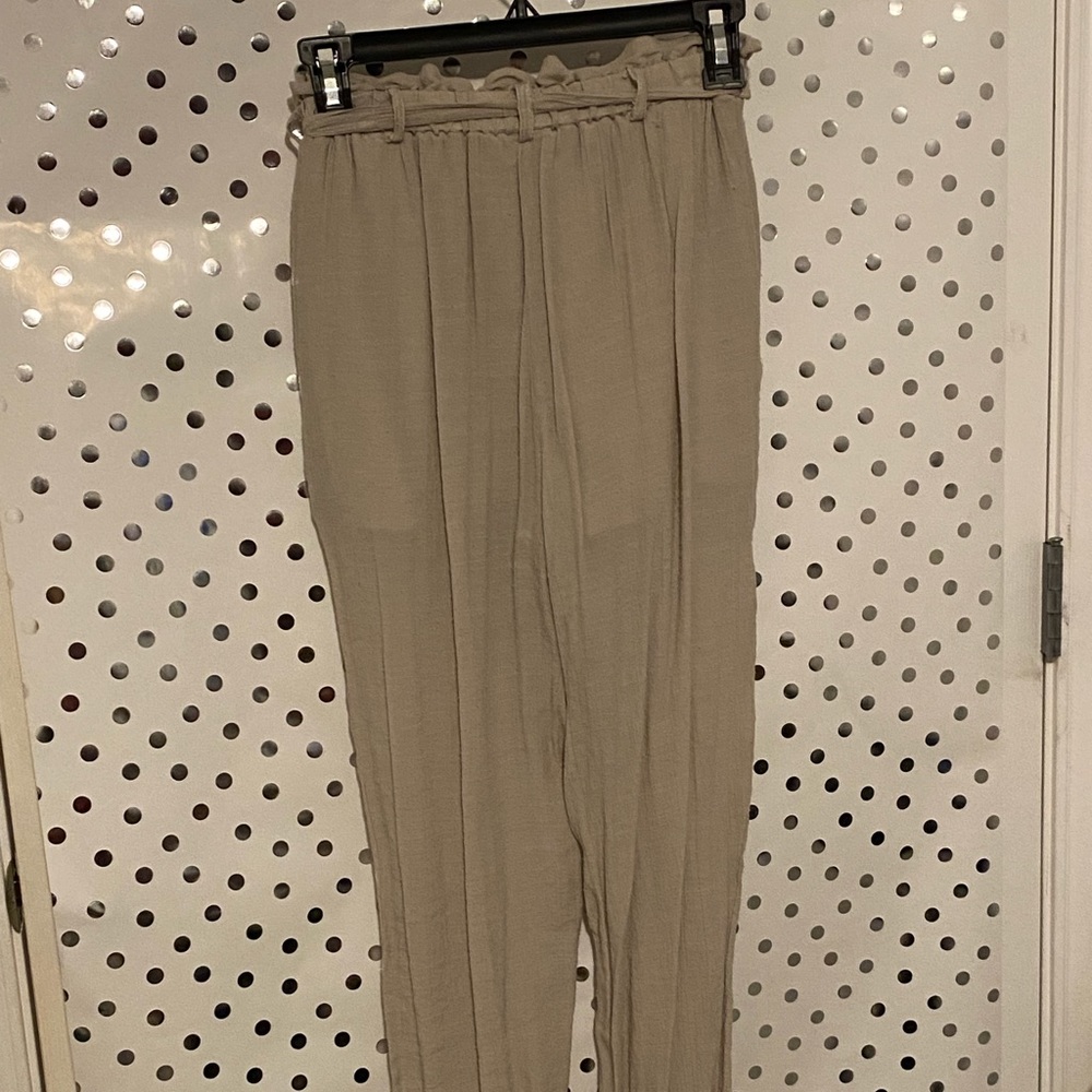 By & By (brand); size M; khaki pants with elastic waste w/belt tie